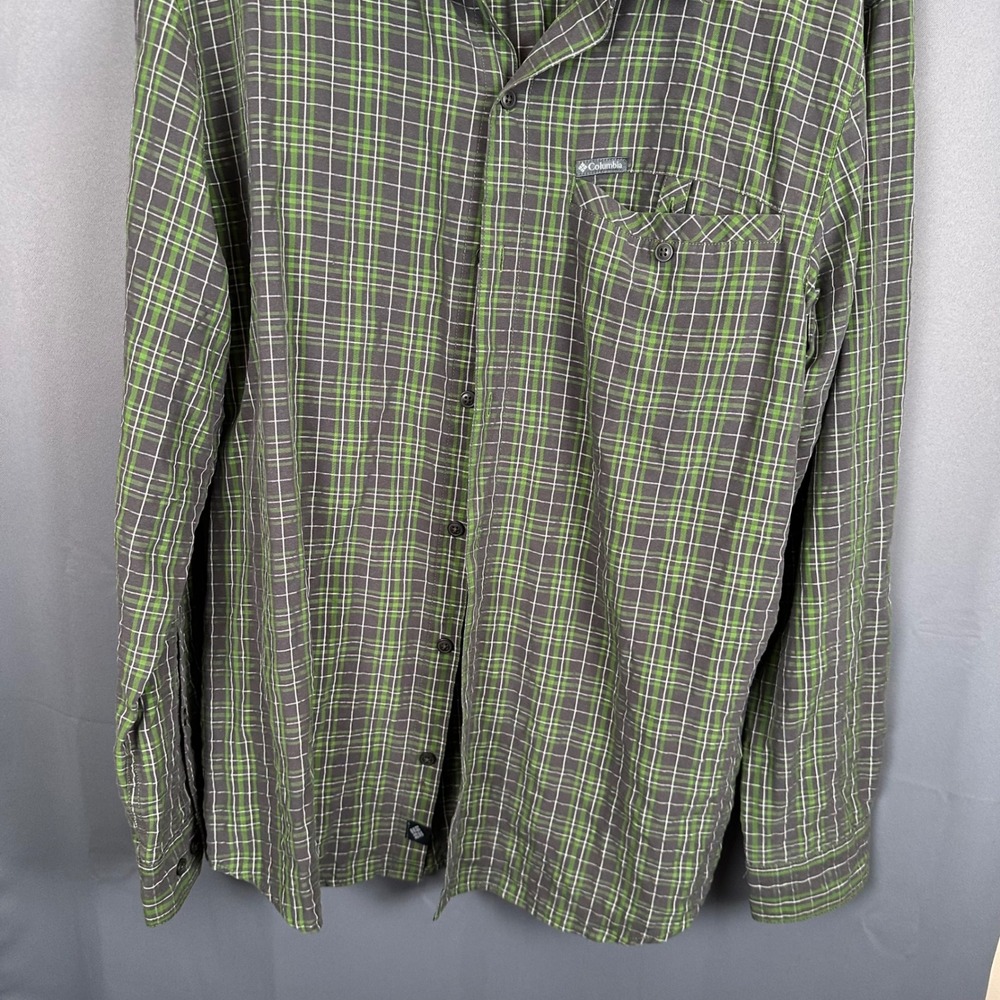 Columbia Mens Large Green Plaid Long Sleeve Button Down Hiking Shirt Omni-Shade - Picture 3 of 7